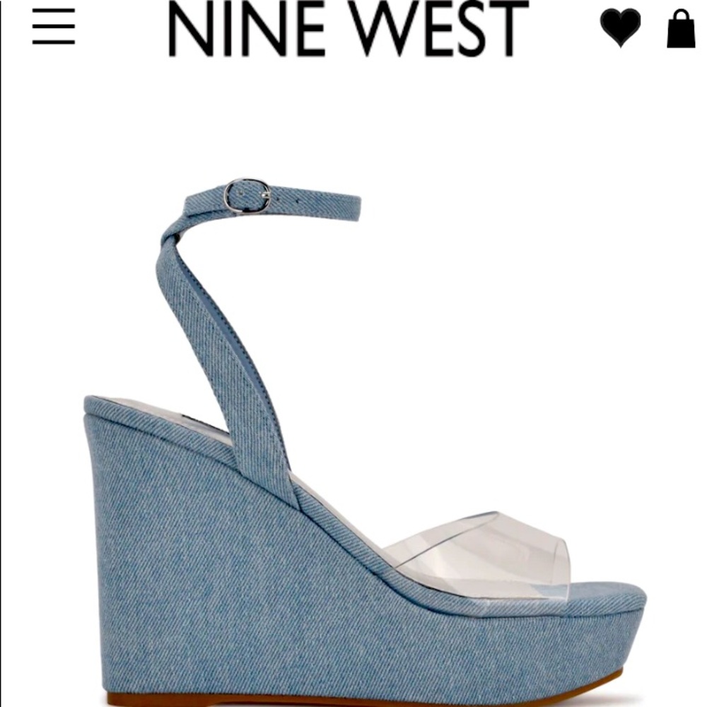 NEW Nine West Denim Platform Sandals, Size 10